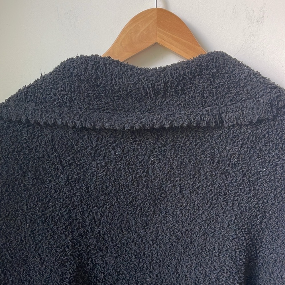 Barefoot Dreams Black and Charcoal Striped Cozy Wrap Sweater - Picture 7 of 8